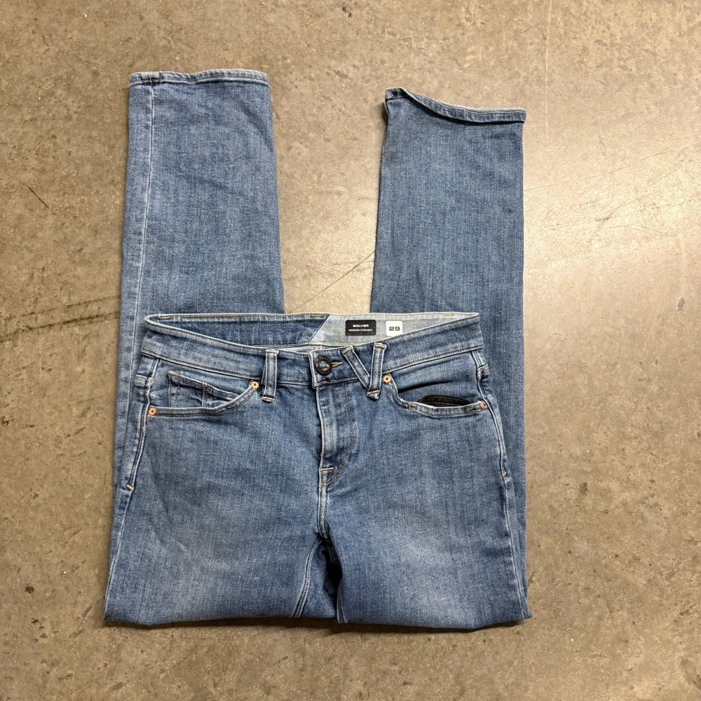 Volcom Solver Modern Straight Jeans Mens 29 Blue Denim‎ Skate Pants Medium Wash